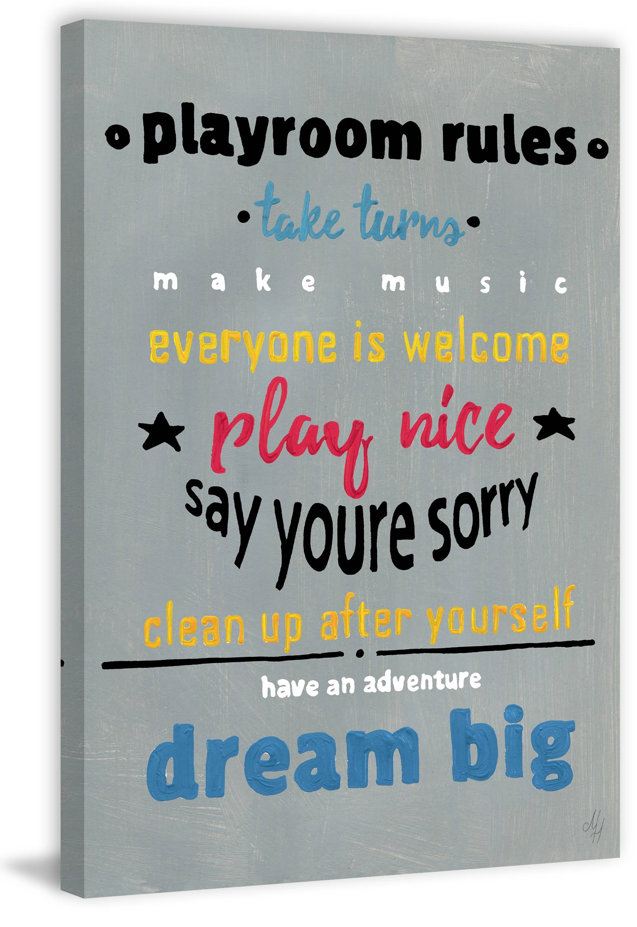 Marmont Hill Gray Playroom Rules Canvas Wall Art