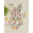 thumbnail image 4 of Caoirhny Baby Girl Summer Outfits Floral Print Fly Sleeves Square Neck Tank Tops with Ruffled Shorts 2 Pcs Set, 4 of 8