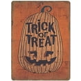 thumbnail image 1 of Happy Halloween Trick or Treak Pumpkin Tin Sign Metal Plaque Art Hanging Iron Painting Retro Home Kitchen Garden Garage Wall Decor 12"x8", 1 of 5