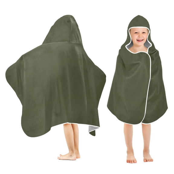 joogoo Olive Green Solid Kids Hooded Beach Towel Baby Bath Towel 23.5"x50"