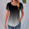 thumbnail image 2 of DondPO Womens Tops Womens Tops Petal Short Sleeve Summer Casual Crew Neck Shirts Floral Solid Blouse Pleated Tunics Womens Dressy Tops Tops for Women Trendy Gray L, 2 of 5