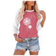 thumbnail image 1 of Pompotops Ladies' O-Neck Casual Printed Color-Blocking Three-Quarter Sleeve Blouse, 1 of 4