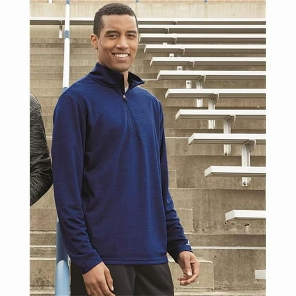 Russell Athletic B63634675 Striated Quarter-Zip Pullover, Purple - Large