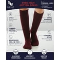 thumbnail image 3 of HUGH UGOLI Knee High Cotton Socks for Kids Girls Boys & Toddlers, Long School Uniform Socks, Soft & Comfortable,Burgundy, 12-14 Years Old, 4 Pairs, 3 of 7