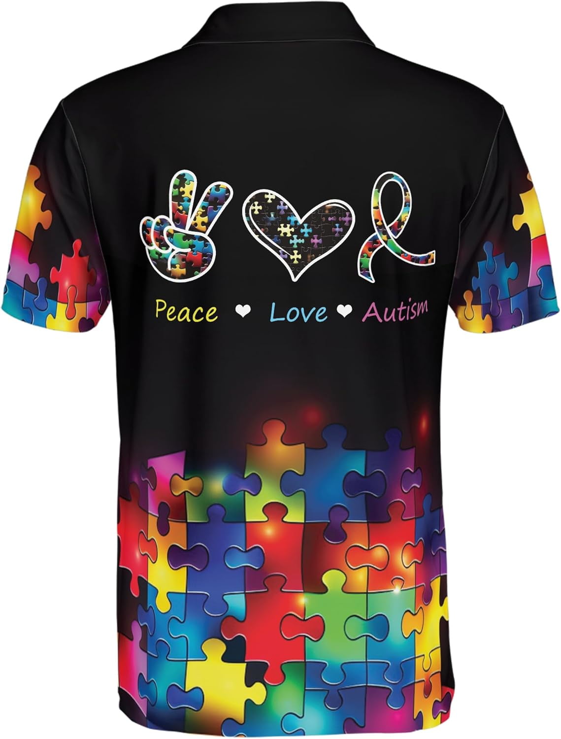 Lotusprinthandmade Personalized Autism Awareness Men Polo Shirt (Lightweight) S-5XL Multicolor (S), custom name autism polo, autism shirt
