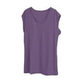 thumbnail image 4 of Qwertyu Tank Top for Women Solid Color V Neck Sleeveless Causal Sexy Shirts Hawaiian Beach Holiday Sports Workout Running Tees Summer Basic Tops Purple L, 4 of 5