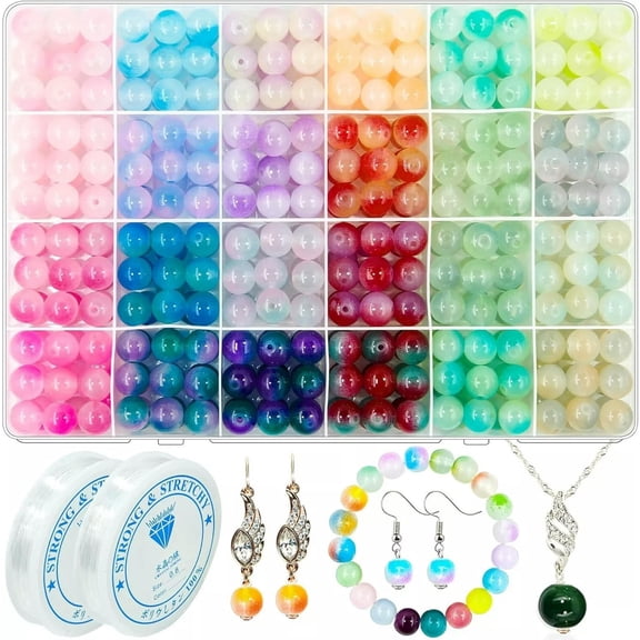 U8MO 400 Glass Beads 10mm Pastel Mixed Ombre Bulk Jewelry Supplies Mix Set