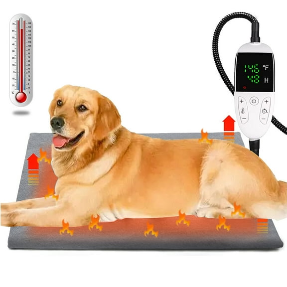 Heated Dog Bed, 2-Sizes Pet Heating Pad Electric Blanket Waterproof Mat Warmer Washable for Dog Cat, 26 * 20 Inch