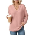 thumbnail image 5 of idosla Womens Oversized Long Sleeve Shirt Casual Waffle Knit Tunic Tops Lace Patchwork Pullover Sweatshirt (Pink, XL), 5 of 8