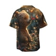 thumbnail image 6 of Lsque Sunshine Butterfly Flower Bear print Men's Cuban Collar Short Sleeve Shirt Summer Beachwear Casual Button Down Fashionable Vacation Leisure Shirt-Large, 6 of 7