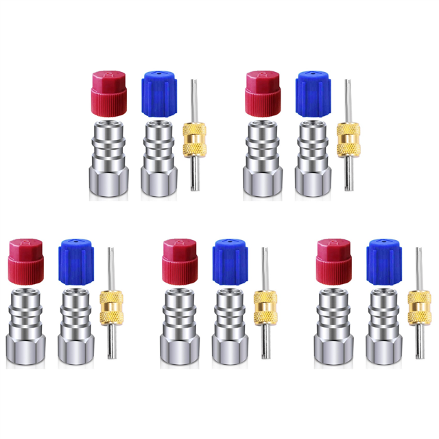 5X R12 to R134a Conversion Kit,AC Retrofit Fitting Adapter Kit, 1/4inch Female , for Auto A/C Refrigerant System