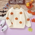 thumbnail image 2 of Gvdentm Toddler Boy Girl Halloween Pumpkin Sweater Warm Pullover Sweatshirt Knitwear Knitted Fall Winter Baby Clothes Beige,9-12 Months, 2 of 8