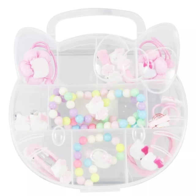 Conjunto de joyería para niños, accesorios para el cabello coloridos con forma de gato Adorable, conjunto de pulsera y collar