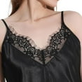 thumbnail image 5 of Defitshape Women's Silk Nightgown Summer Lace Short Pajama Dresses Satin Sleep Dress V Neck Spaghetti Strap Chemises Backless Sleepwear Sleeveless Nightie Sexy Lingerie Black Medium, 5 of 5