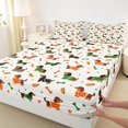 thumbnail image 4 of Homewish Cute Dachshund Queen Sheets,Cartoon Dog Bone Queen Sheet Sets,White,4pcs,1 Flat Sheet, 1 Fitted Sheet and 2 Pillowcases, 4 of 6