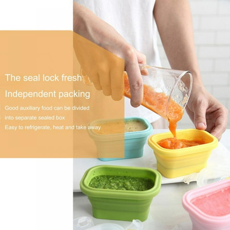 Cozihom Collapsible Silicone Food Storage Container, Portion Control  Container with Clip-on Lid, Stackable, Space Saving