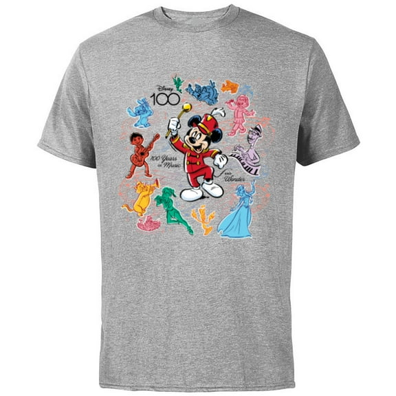 Disney 100 Years of Music and Wonder Mickey Color Fill D100 - Short Sleeve Cotton T-Shirt for Adults - Customized-Athletic Heather