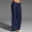 Dark Blue, variant on Women's Low Waist Wide Leg Linen Flare Pants Casual Drawstring Loose Plus Size Lounge Trousers with Pockets