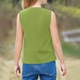 thumbnail image 5 of Mwjwdo Girls V-Neck Tank Tops Summer Sleeveless Tunic Shirts Children's Solid Color Casual Button Cotton Vest Green 11 Years, 5 of 7