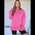 thumbnail image 4 of Sudaderas de Gran Tamaño para Mujer, Sudaderas con Capucha de Larga con Abertura para el Pulgar, Camisetas con Abertura Lateral, Tops Estilo Y2K Rosa Brillante S, 4 of 10