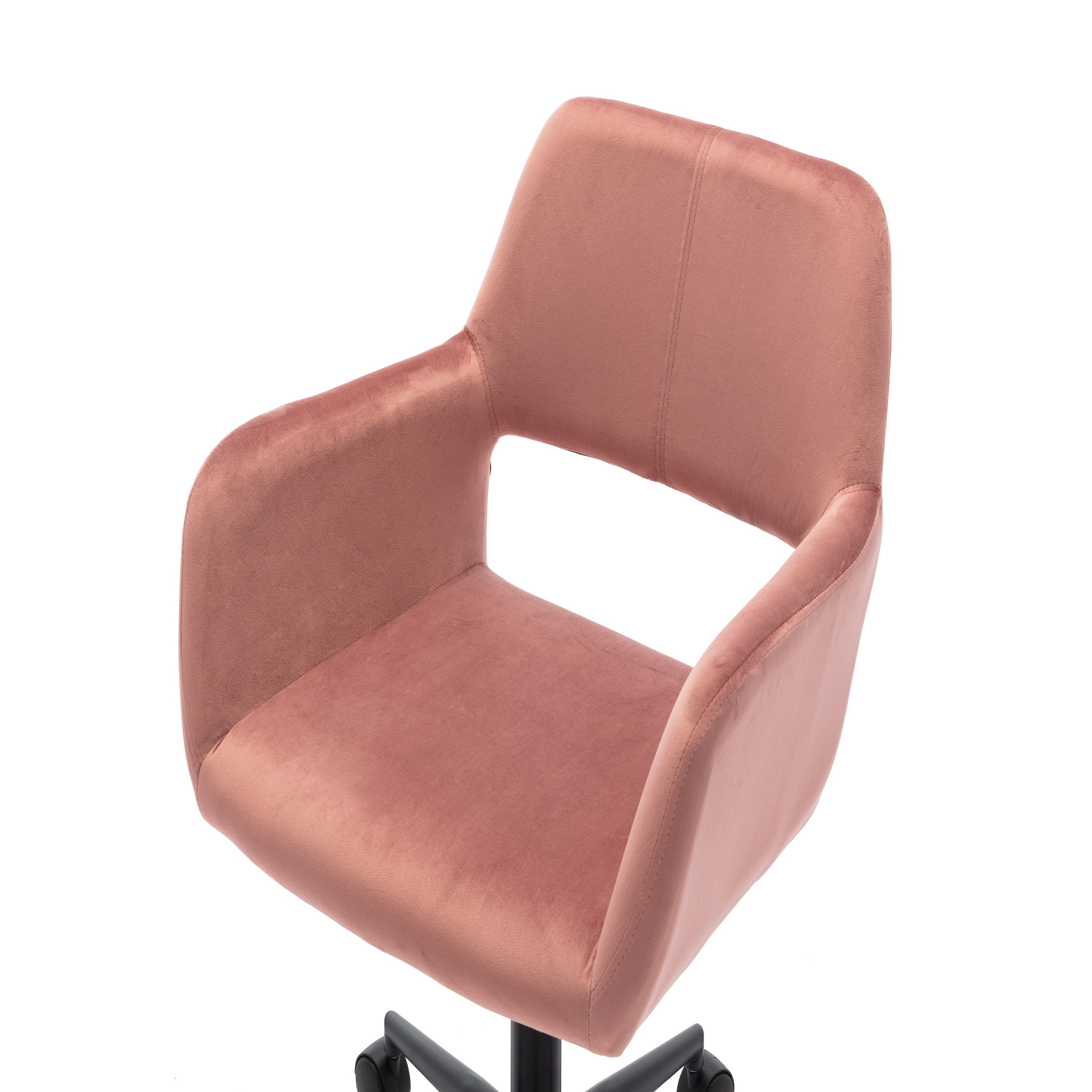 Aukfa Hollow Back Velvet Office Chair With Upholstered,360°Computer Chairs,Swivel Makeup Chair For Girls Women,Modern Design Task Chair With High Adjustable,Cute Chairs For Bedroom Desk,Pink