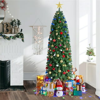 Vickerman 4.5' Flocked Sierra Fir Slim Artificial Christmas Tree, Warm ...