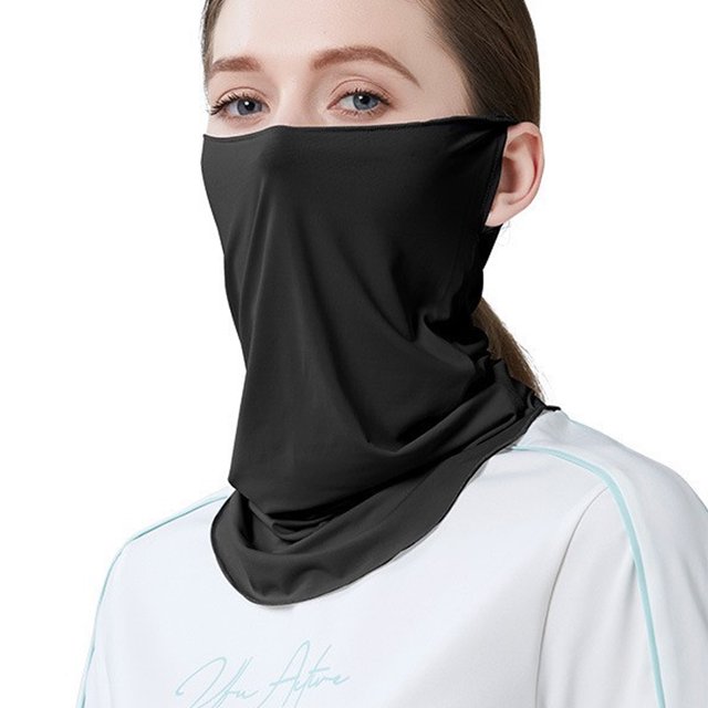Máscara de protección solar de seda de hielo, anti-ultravioleta, cubierta para el cuello, protección de la piel, pañuelo para la cabeza montado en las orejas