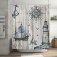 thumbnail image 6 of JOOCAR Vintage Nautical Sailboat Compass Anchor Lighthouse Polyester Shower Curtain for Bathroom, 6 of 6