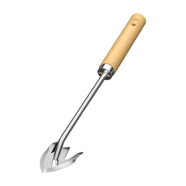 Deshierbe manual multiusos, mango cómodo portátil, herramientas de deshierbe de jardín, extractor de malezas de acero inoxidable para jardines de Mango Madera 3 Dientes shamjiam Extractor de deshierbe