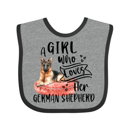 

Inktastic A Girl Who Loves Her German Shepherd Gift Baby Boy or Baby Girl Bib