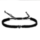thumbnail image 4 of Pulsera tejida a mano negra con forma de corazón de plata y 26 letras para pareja, 4 of 6
