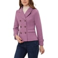 thumbnail image 5 of INSPIRE CHIC Women's Winter Worsted Notched Lapel Double Breasted Overcoat XL Grey Purple, 5 of 7