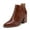 Brown, variant on Womens Pointed Toe Cutout Stacked Slip On Chunky Block High Heel Booties