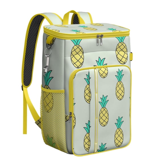 Sac à Dos Isotherme Ananas et Fleurs, Motif Fruits Tropicaux, Sac à Lunch Étanche pour Femmes et Adolescentes