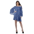 thumbnail image 3 of Moomaya Blue2 Womens Off Shoulder Summer Beach Dress Cotton Vacation Dress With Bell Sleeves - M, 3 of 7