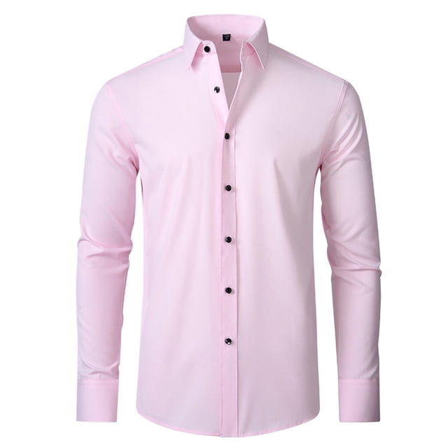 Fjuchai Mens Male Dress Shirts Spring Fall Shirts Long Sleeve Stretch Wrinkle Free Casual Lightweight Breathable Button Down Shirt