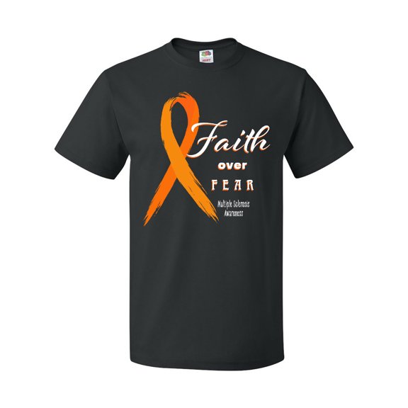 Inktastic Faith over Fear Multiple Sclerosis Awareness Orange Ribbon T-Shirt