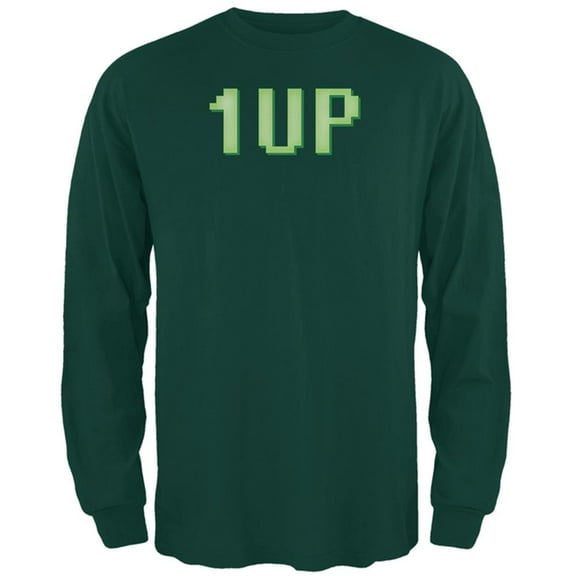 Gamer Geek Birthday 1 Up Extra Life Mens Long Sleeve T Shirt Forest Green X-LG