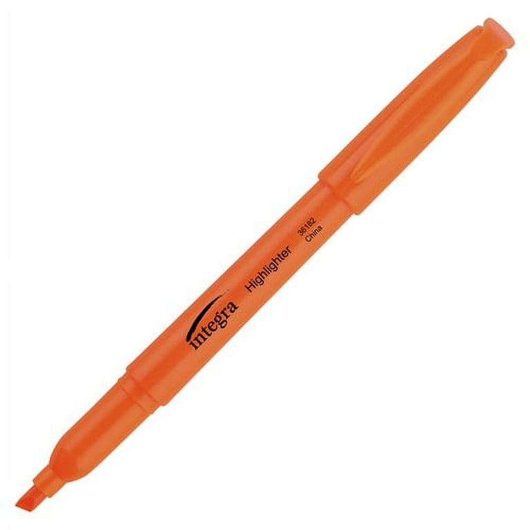 Integra Pen Style Fluorescent Highlighters - Chisel Marker Point Style - Fluorescent Orange - 1 Dozen Integra Pen Style Fluorescent Highlighters - Chisel Marker Point Style - Fluorescent Orange - 1 Dozen