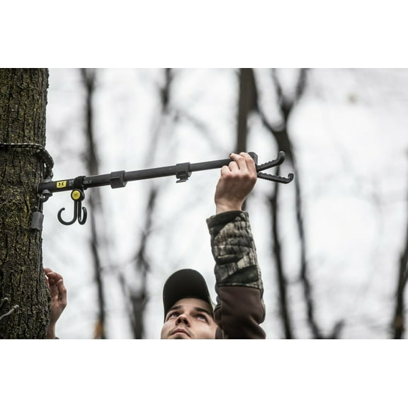 HAWK Mega Xtendible Tree Arm | Hunting Treestands Portable Folding Lightweight Easy Mount Aluminum Long Holder with Hooks for Bow, Crossbow & Accessories | Weight rating 15 Lbs