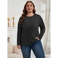 thumbnail image 3 of PinkBeautiM Womens Plus Size Tops Long Sleeve Shirts Crew Neck Casual Soft Blouse3 Pack, 3 of 6