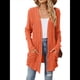 thumbnail image 1 of Cárdigan de Larga para Mujer, de Color Liso, Acanalado, Cepillado, con Abertura Frontal y Bolsillos Naranja M, 1 of 10