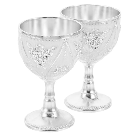 DEEPCRAFF 2Pcs Elegant Plated Silver Wine Cups Perfect for Party Use and Stylish Home Decor