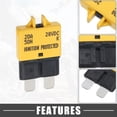 thumbnail image 3 of Unique Bargains 2 Pcs Circuit Breaker Blade Style Fuse 20A 28V Manual Resettable for Car Marine Metal Yellow, 3 of 6