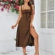 thumbnail image 2 of Vestido ajustado con cintura entallada y cordón ajustable para mujer - Vestido de fiesta sin mangas con cuello cuadrado y tirantes, con cremallera en la espalda (XS-XXL), 2 of 6