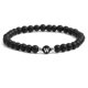 thumbnail image 2 of Pulsera de ágata negra natural esmerilada europea y americana con 26 letras, cuerda elástica con cuentas y letras, joyería personalizada para parejas., 2 of 2