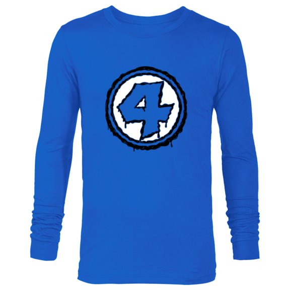 Marvel Fantastic Four Logo Melting Paint Drip - Long Sleeve T-Shirt for Men - Customized-Navy