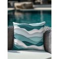 thumbnail image 4 of Waterproof Outdoor Throw Pillows with Inserts 16"x16", Turquoise Ombre Soft Decorative Pillowcases for Couch Bedroom, Modern Geometric Moire Abstract Art Pillow Covers for Sofa Living Room, 4 of 8