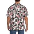 thumbnail image 3 of Rateoe Rose Mix Leopard 3 Pattern Men's Short Sleeve Classic Shirt, Casual Short-Sleeved Shirt, Lightweight Summer Shirt, Cuban Collar Shirt,Button-Front Shirt-XX-Large, 3 of 5