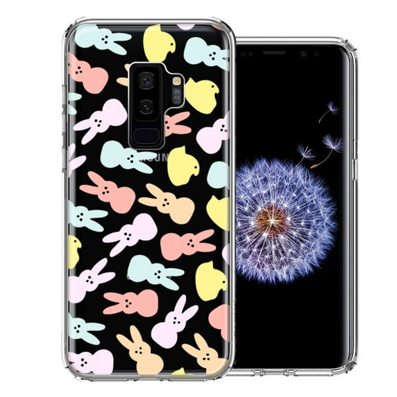 MUNDAZE for Samsung Galaxy S9 Plus Pastel Easter Polkadots Bunny Chick Candies Double Layer Phone Case Cover